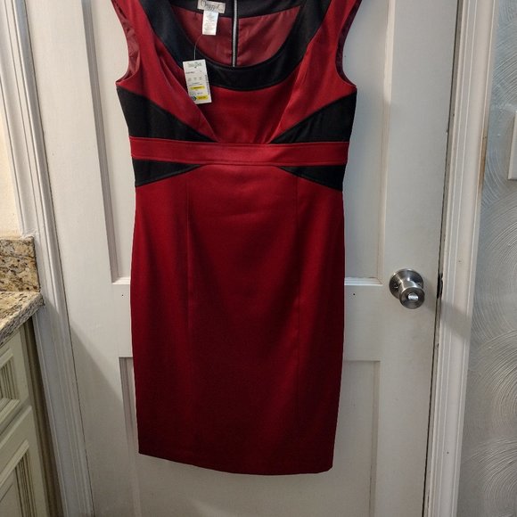 Maggy L, Size 12, Black and Burgundy Brand-New Sleeveless Dress. - Picture 2 of 4